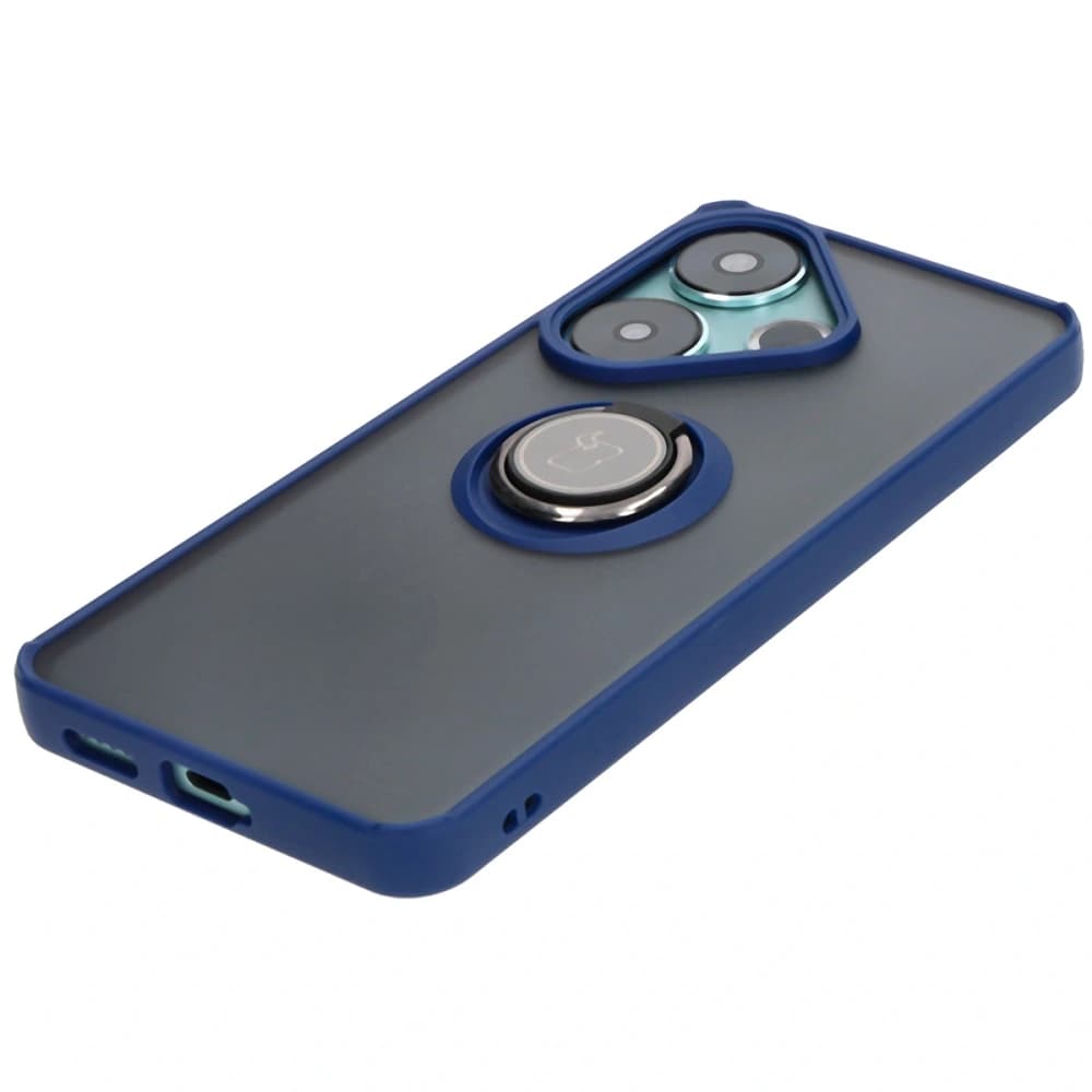 Bizon Case Hybrid Ring Xiaomi Poco F6 rauchig mit einem marineblauen Rahmen - 3