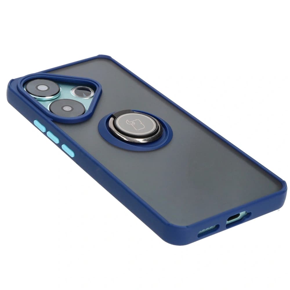 Bizon Case Hybrid Ring Xiaomi Poco F6 rauchig mit einem marineblauen Rahmen - 4