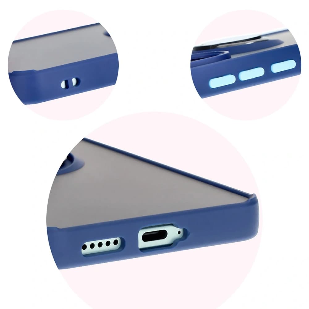 Bizon Case Hybrid Ring Xiaomi Poco F6 rauchig mit einem marineblauen Rahmen - 8