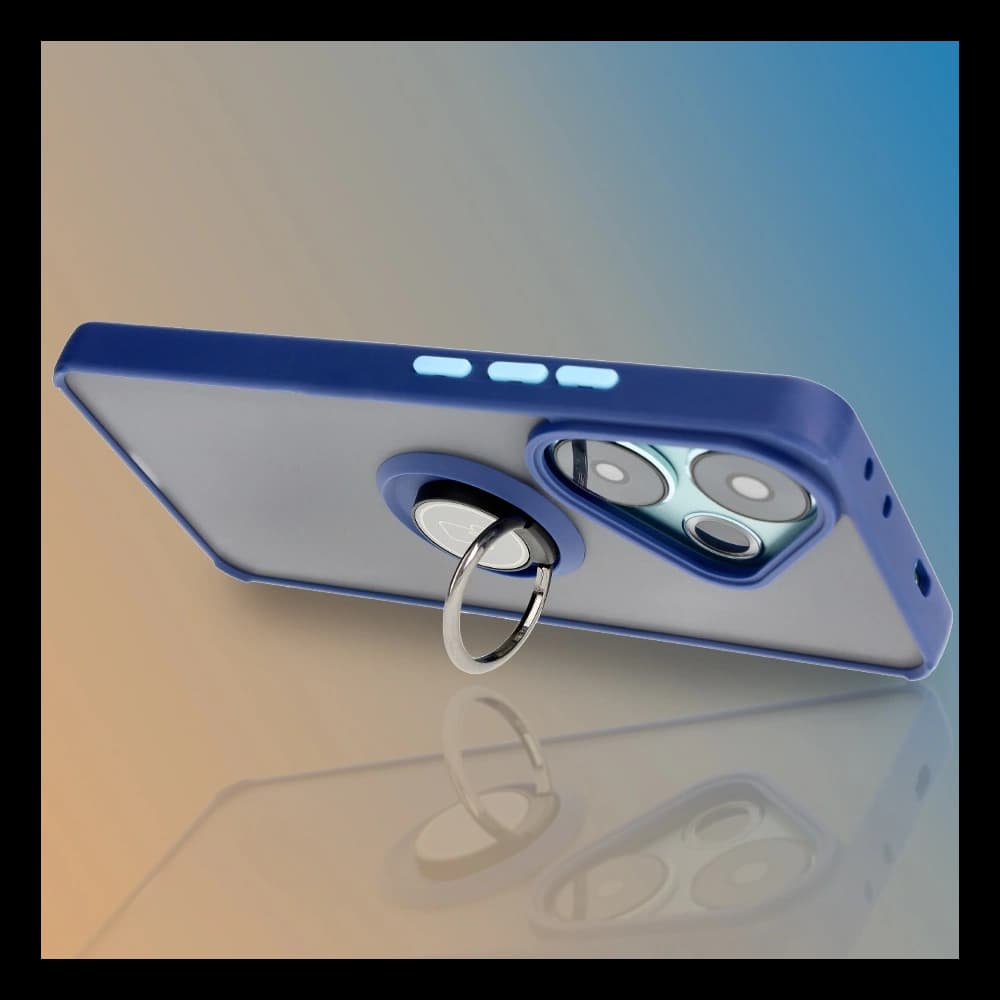 Bizon Case Hybrid Ring Xiaomi Poco F6 rauchig mit einem marineblauen Rahmen - 9