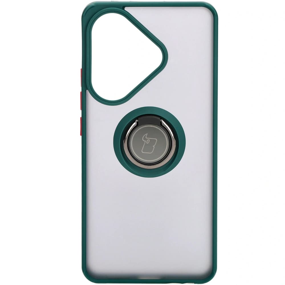 Bizon Case Hybrid Ring Xiaomi Poco F6 rauchig mit einem dunkelgrünen Rahmen - 2