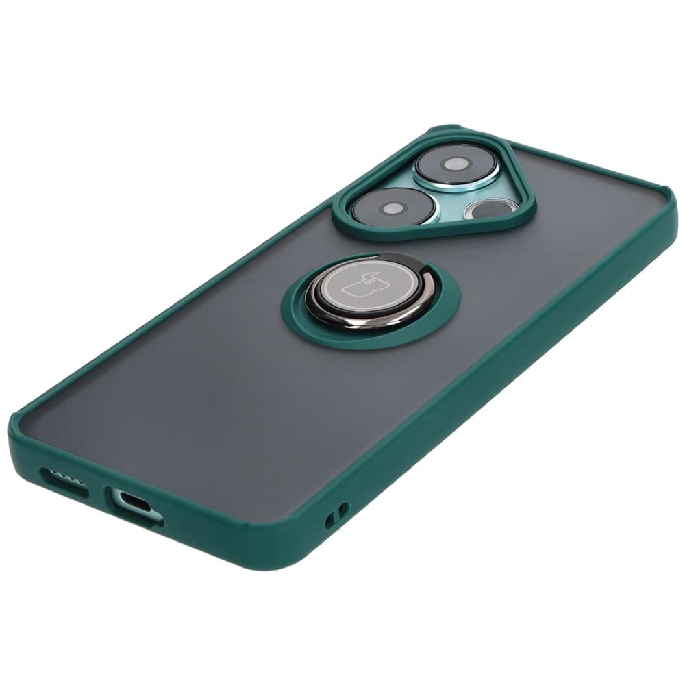 Bizon Case Hybrid Ring Xiaomi Poco F6 rauchig mit einem dunkelgrünen Rahmen - 3