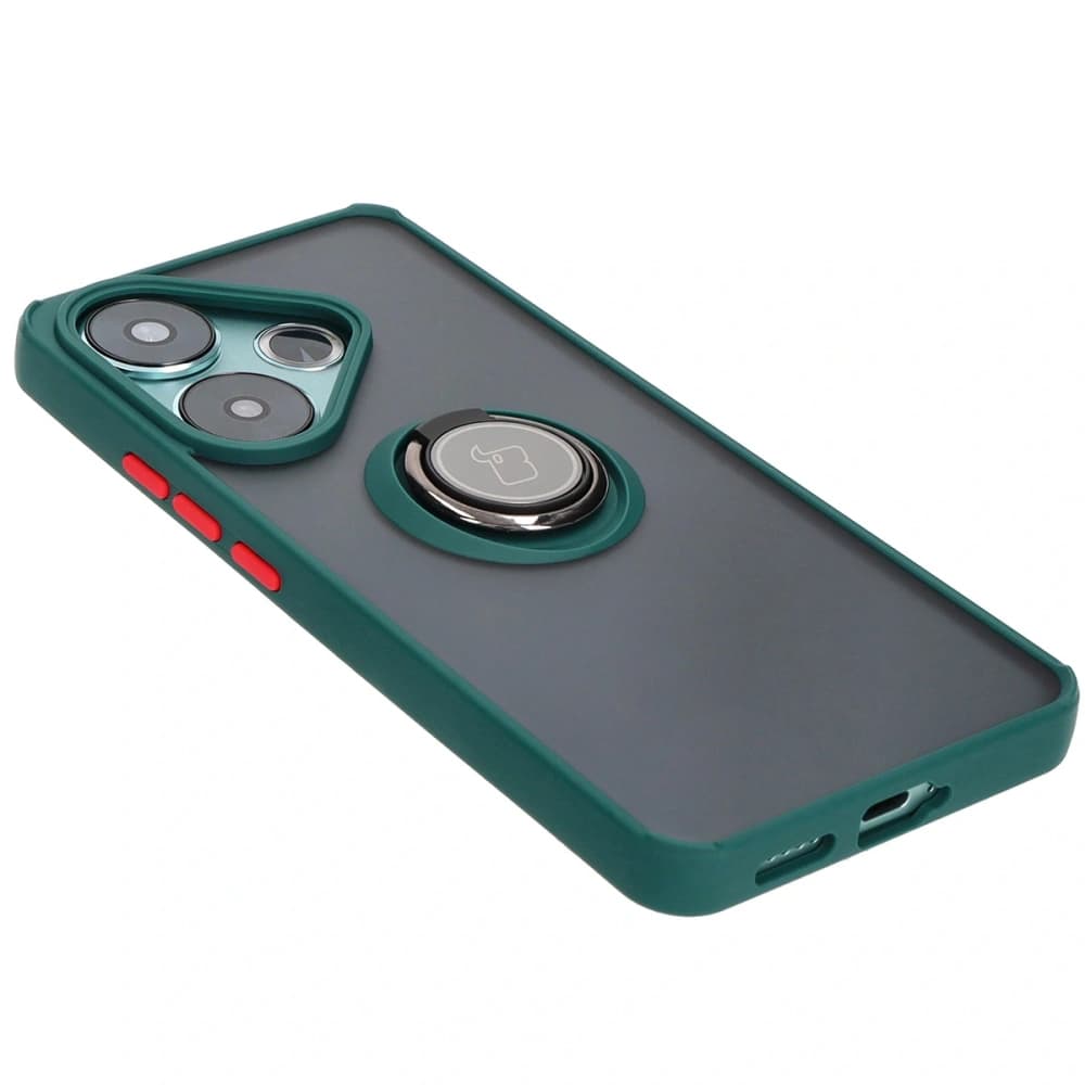 Bizon Case Hybrid Ring Xiaomi Poco F6 rauchig mit einem dunkelgrünen Rahmen - 4