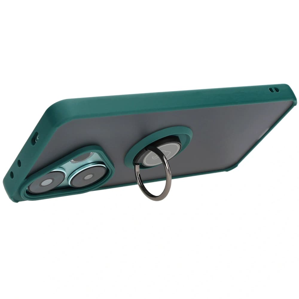 Bizon Case Hybrid Ring Xiaomi Poco F6 rauchig mit einem dunkelgrünen Rahmen - 5