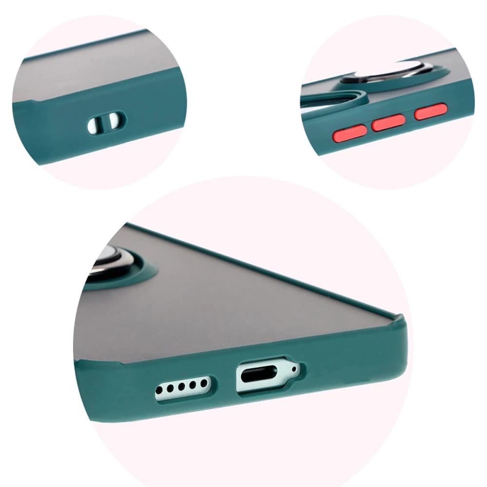 Bizon Case Hybrid Ring Xiaomi Poco F6 rauchig mit einem dunkelgrünen Rahmen - 8