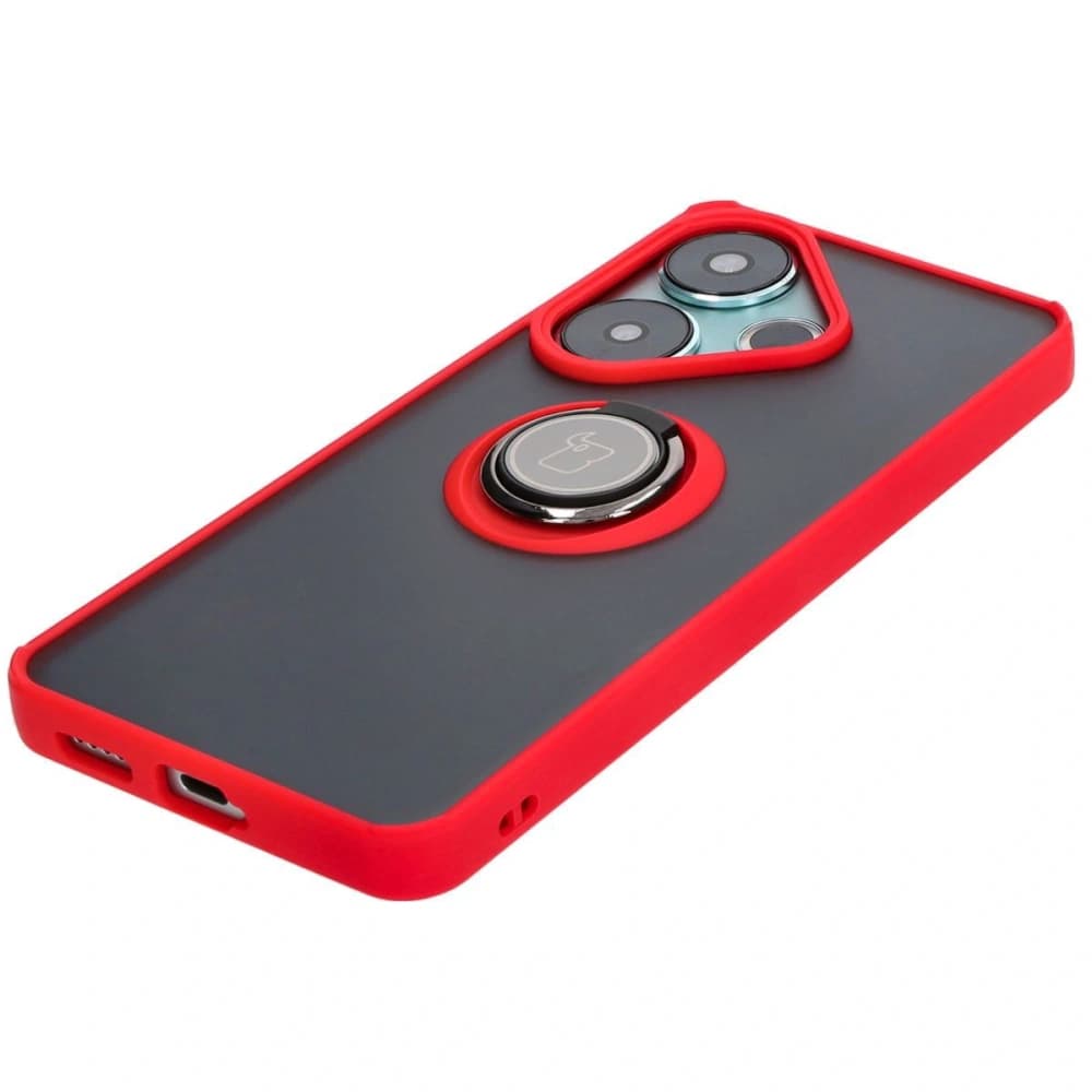 Bizon Case Hybrid Ring Xiaomi Poco F6 smoky with a red frame - 3