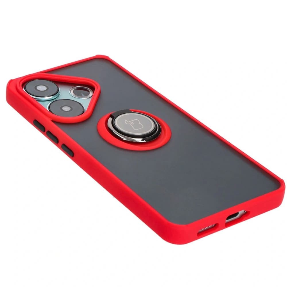Bizon Case Hybrid Ring Xiaomi Poco F6 smoky with a red frame - 4