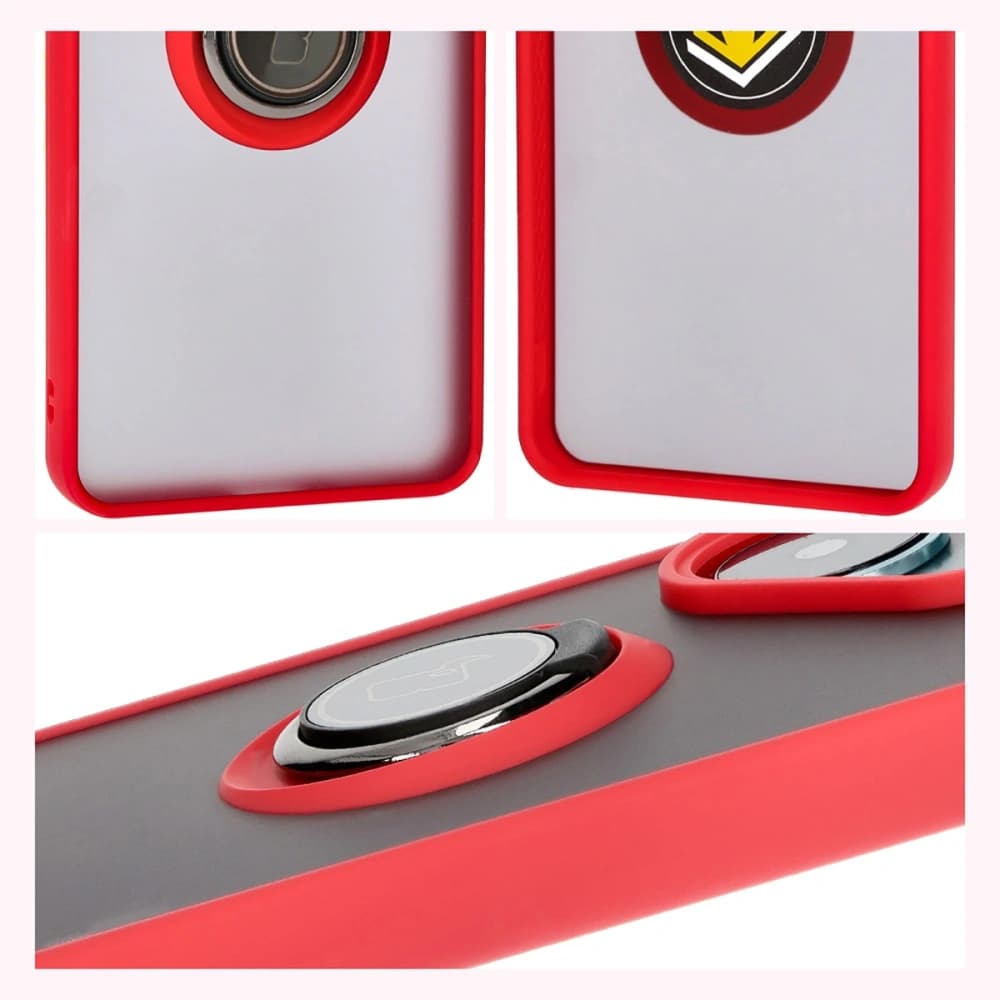 Bizon Case Hybrid Ring Xiaomi Poco F6 smoky with a red frame - 6