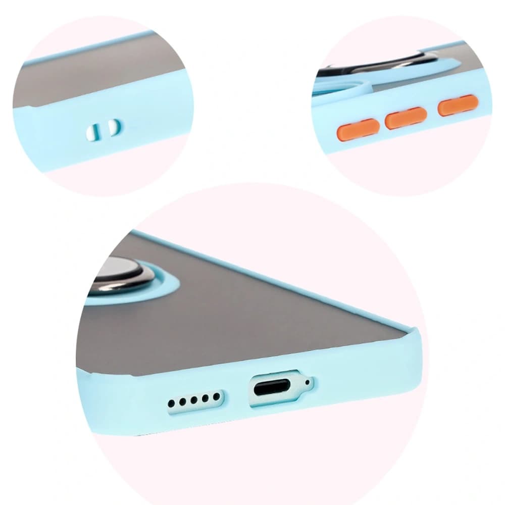 Bizon Case Hybrid Ring Xiaomi Poco F6 rauchig mit einem hellblauen Rahmen - 8