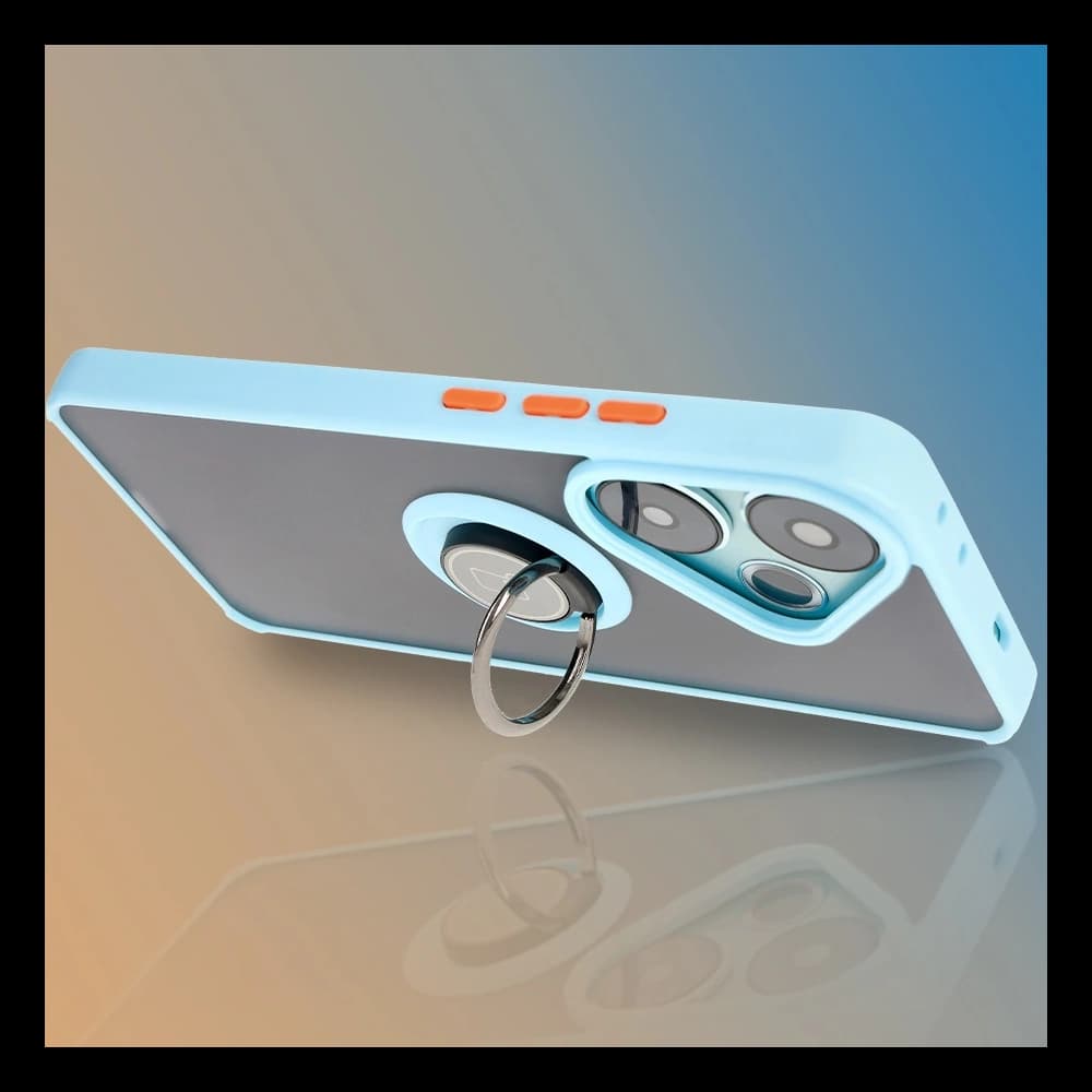 Bizon Case Hybrid Ring Xiaomi Poco F6 rauchig mit einem hellblauen Rahmen - 9