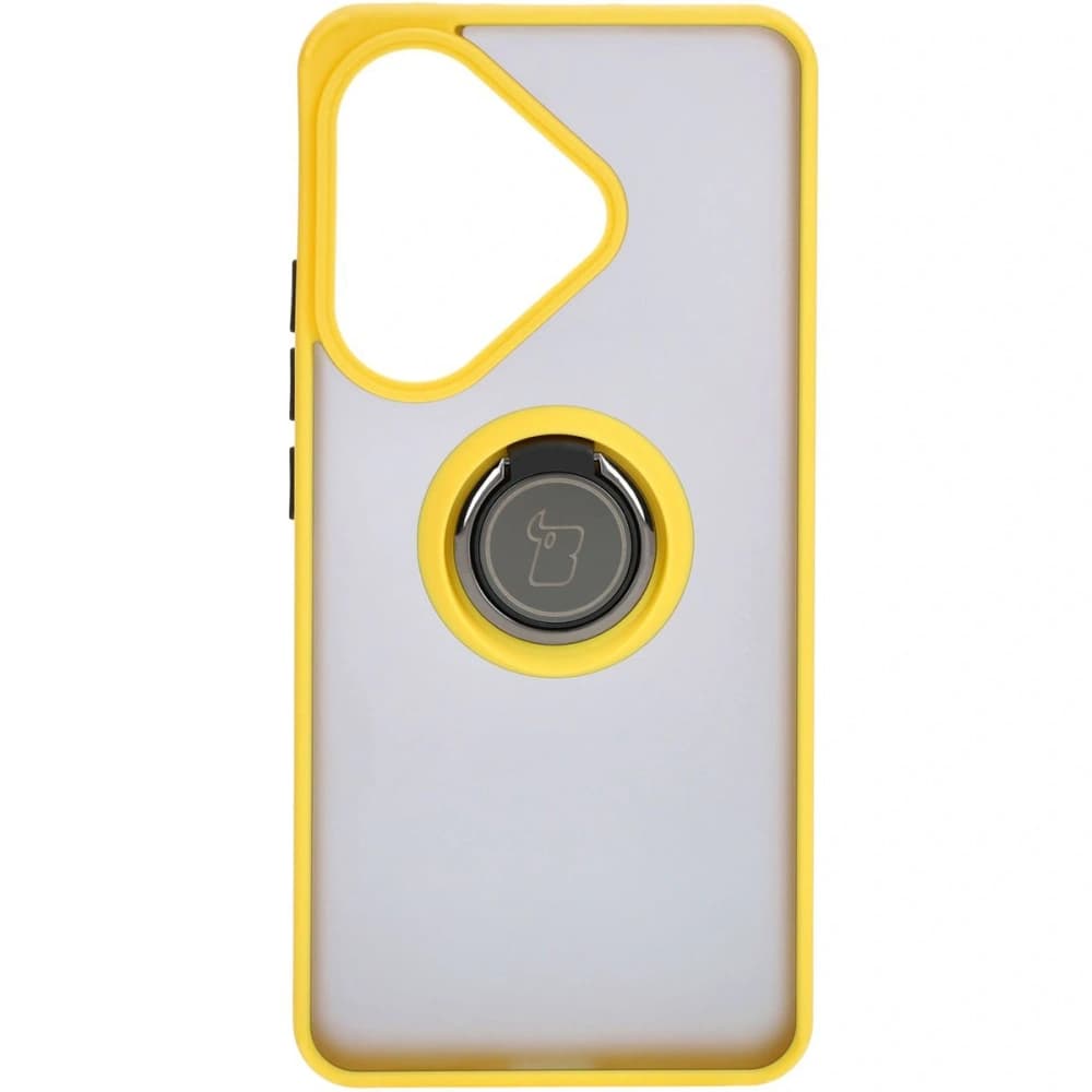 Bizon Case Hybrid Ring Xiaomi Poco F6 rauchig mit einem gelben Rahmen - 2