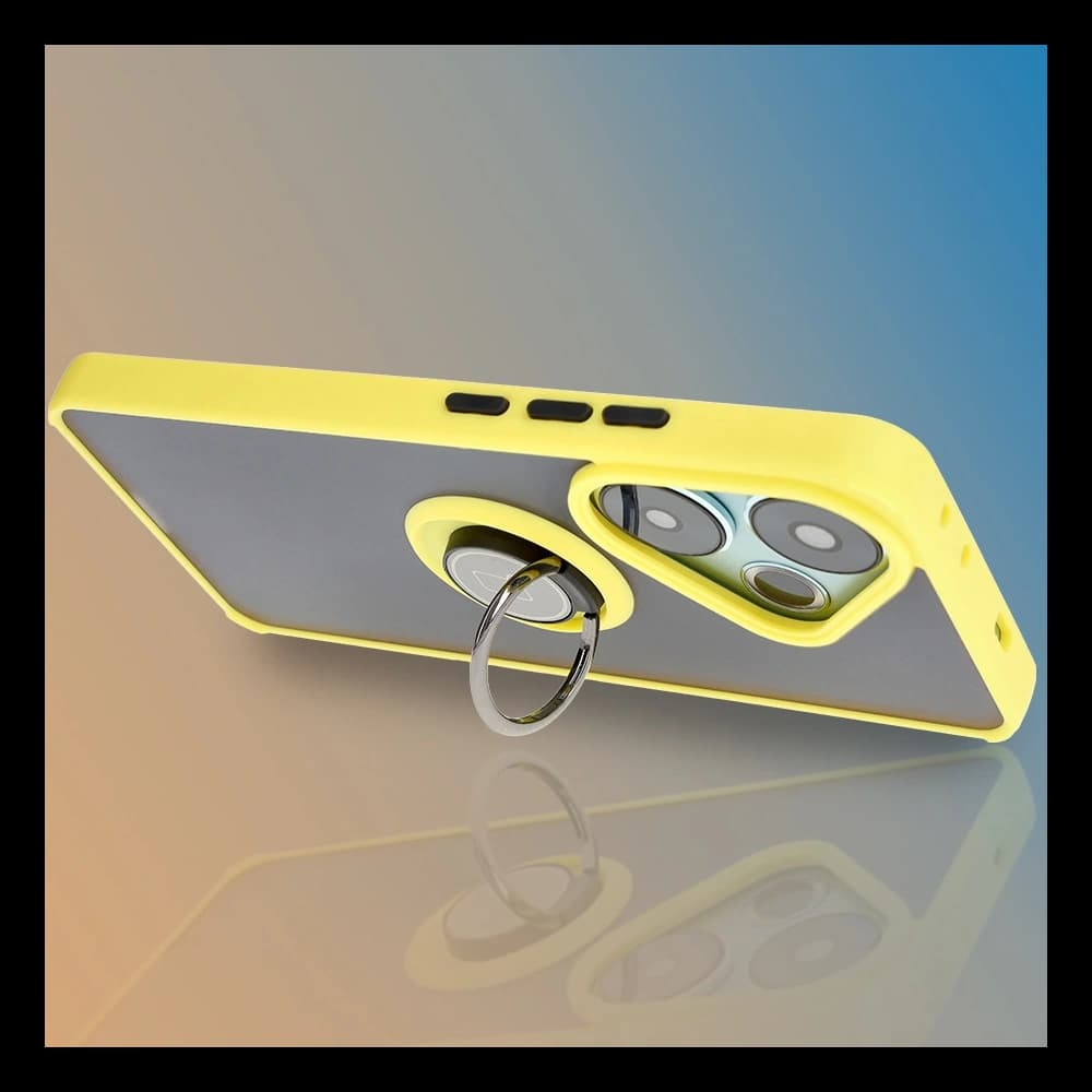 Bizon Case Hybrid Ring Xiaomi Poco F6 rauchig mit einem gelben Rahmen - 9