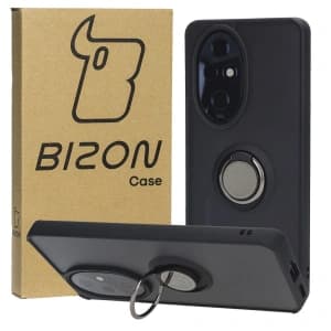 Bizon Case Hybrid Ring Honor 200 Pro rauchig mit einem schwarzen Rahmen