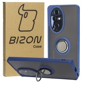 Bizon Case Hybrid Ring Honor 200 Pro rauchig mit einem marineblauen Rahmen