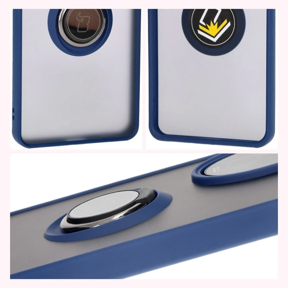 Bizon Case Hybrid Ring Honor 200 Pro rauchig mit einem marineblauen Rahmen - 6