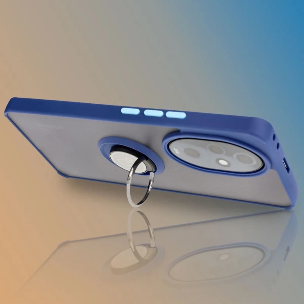 Bizon Case Hybrid Ring Honor 200 Pro rauchig mit einem marineblauen Rahmen - 9