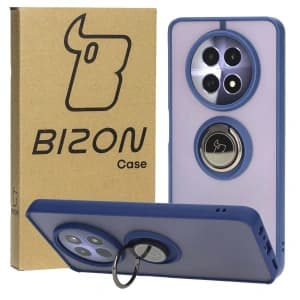 Bizon Case Hybrid Ring Realme 12 / 12x rauchig mit einem navyblauen Rahmen