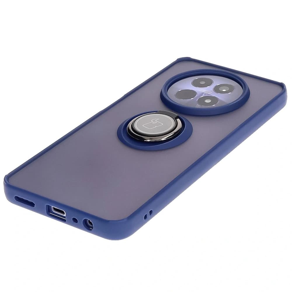 Bizon Case Hybrid Ring Realme 12 / 12x rauchig mit einem navyblauen Rahmen - 3