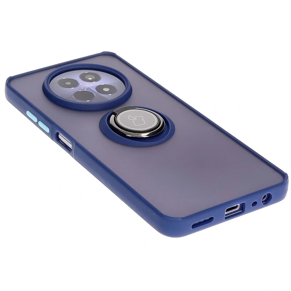 Bizon Case Hybrid Ring Realme 12 / 12x rauchig mit einem navyblauen Rahmen - 4