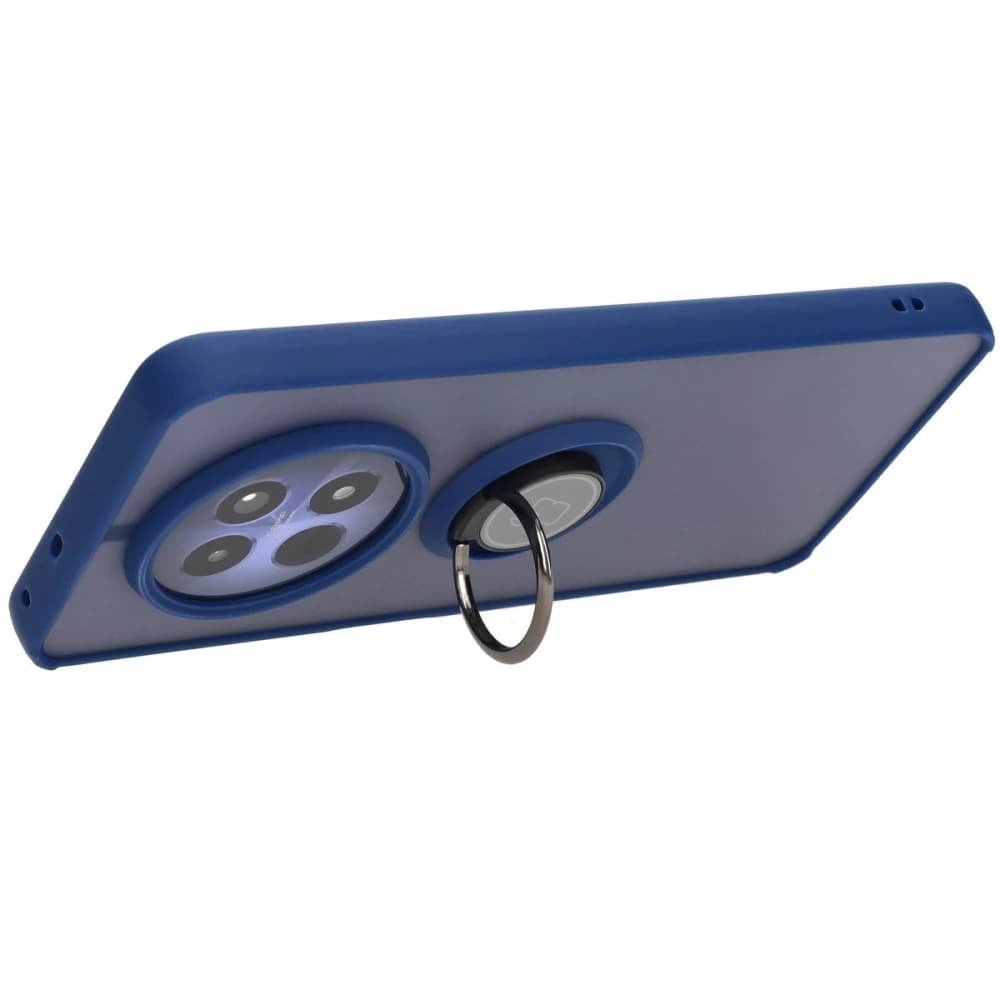 Bizon Case Hybrid Ring Realme 12 / 12x rauchig mit einem navyblauen Rahmen - 5