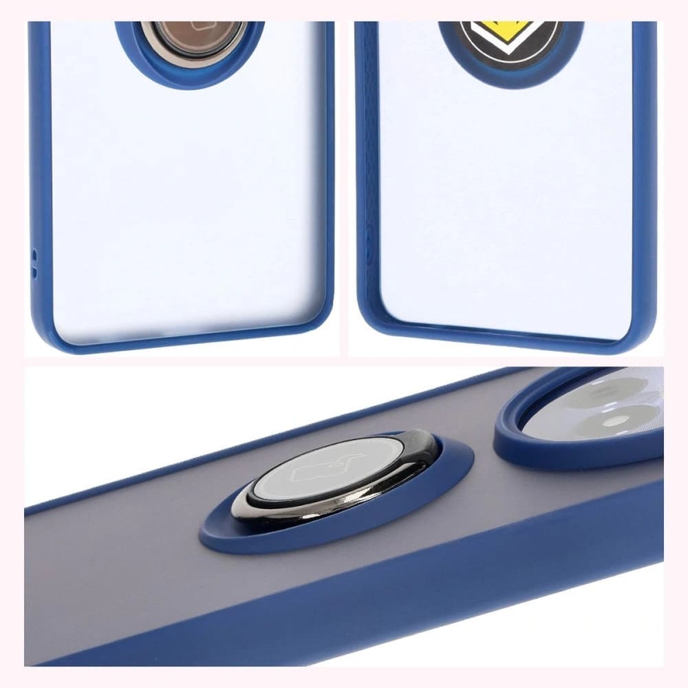 Bizon Case Hybrid Ring Realme 12 / 12x rauchig mit einem navyblauen Rahmen - 6