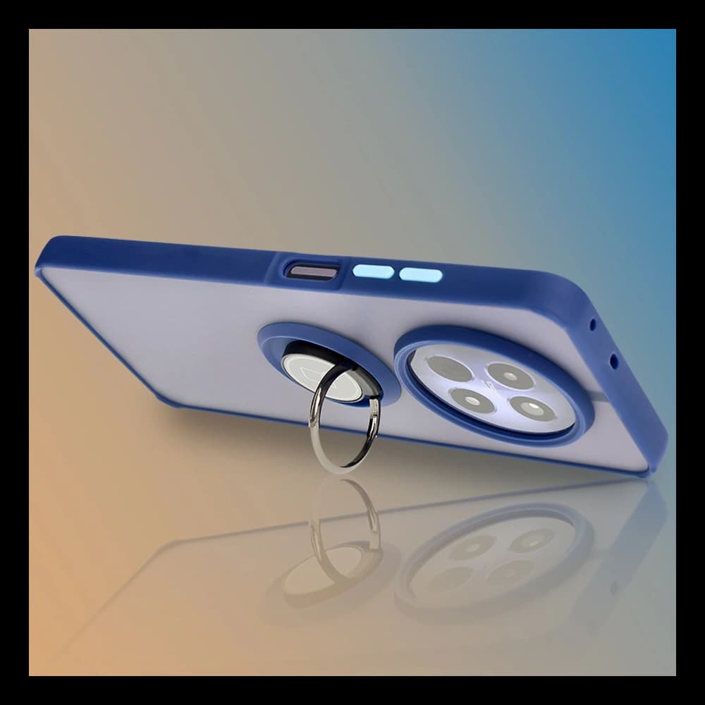 Bizon Case Hybrid Ring Realme 12 / 12x rauchig mit einem navyblauen Rahmen - 9