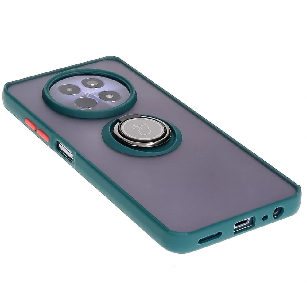 Bizon Case Hybrid Ring Realme 12 / 12x rauchig mit einem dunkelgrünen Rahmen - 4