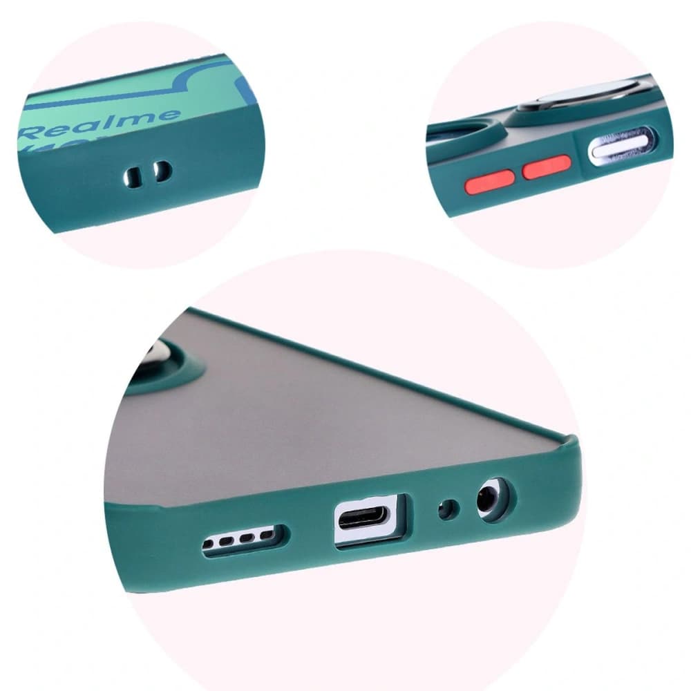 Bizon Case Hybrid Ring Realme 12 / 12x rauchig mit einem dunkelgrünen Rahmen - 8