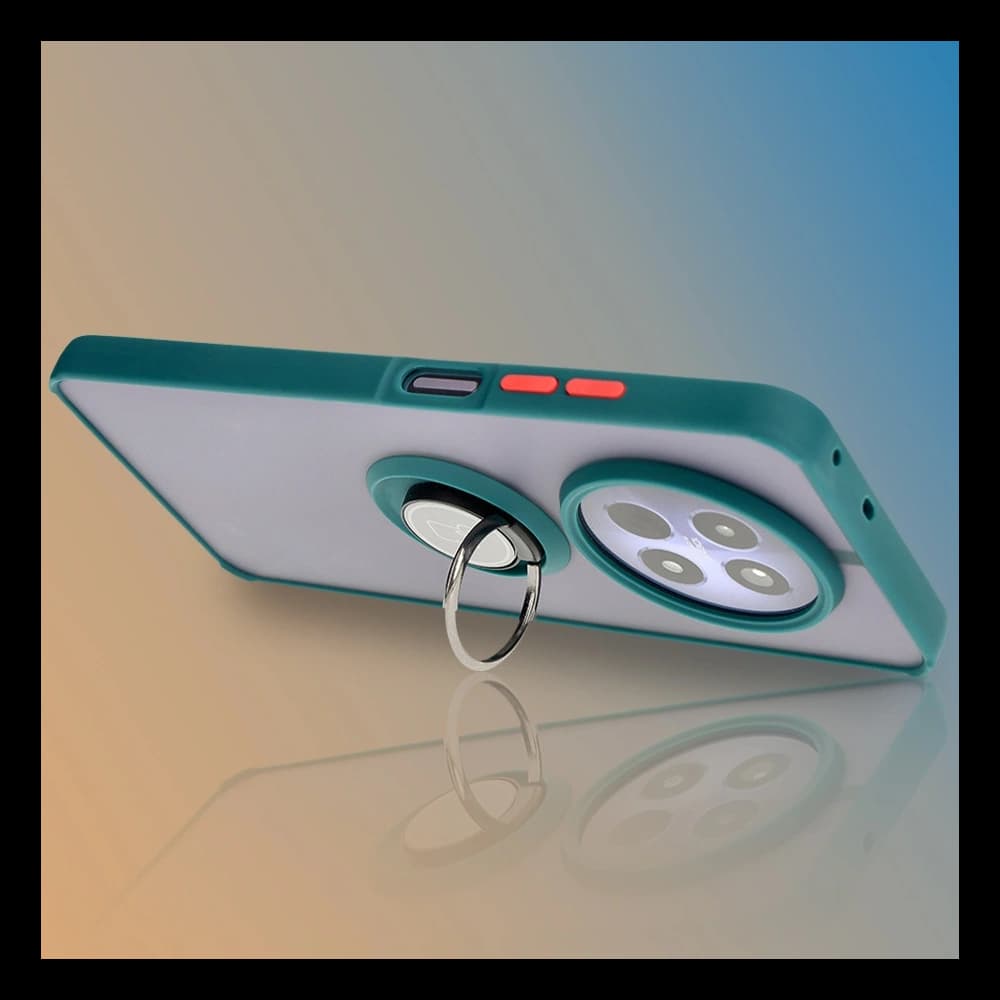 Bizon Case Hybrid Ring Realme 12 / 12x rauchig mit einem dunkelgrünen Rahmen - 9