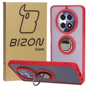 Bizon Case Hybrid Ring Realme 12 / 12x rauchig mit rotem Rahmen