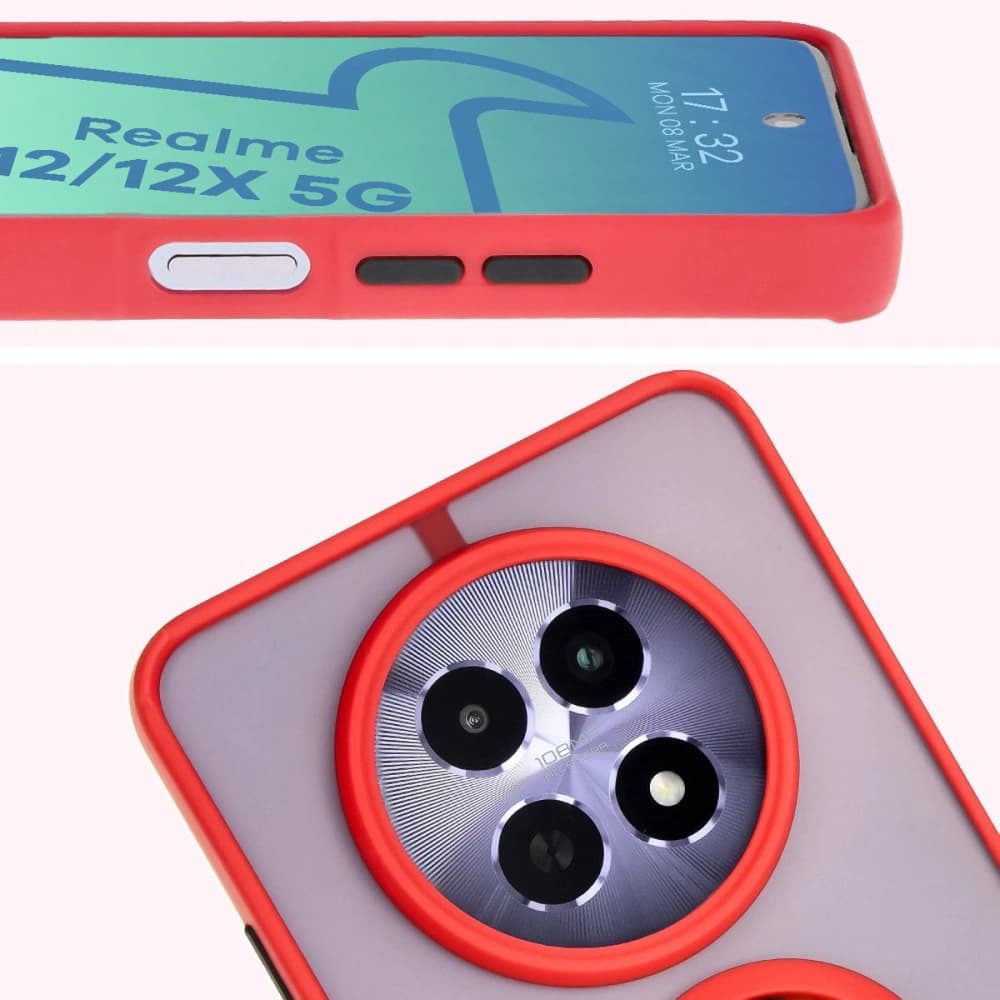 Bizon Case Hybrid Ring Realme 12 / 12x rauchig mit rotem Rahmen - 7