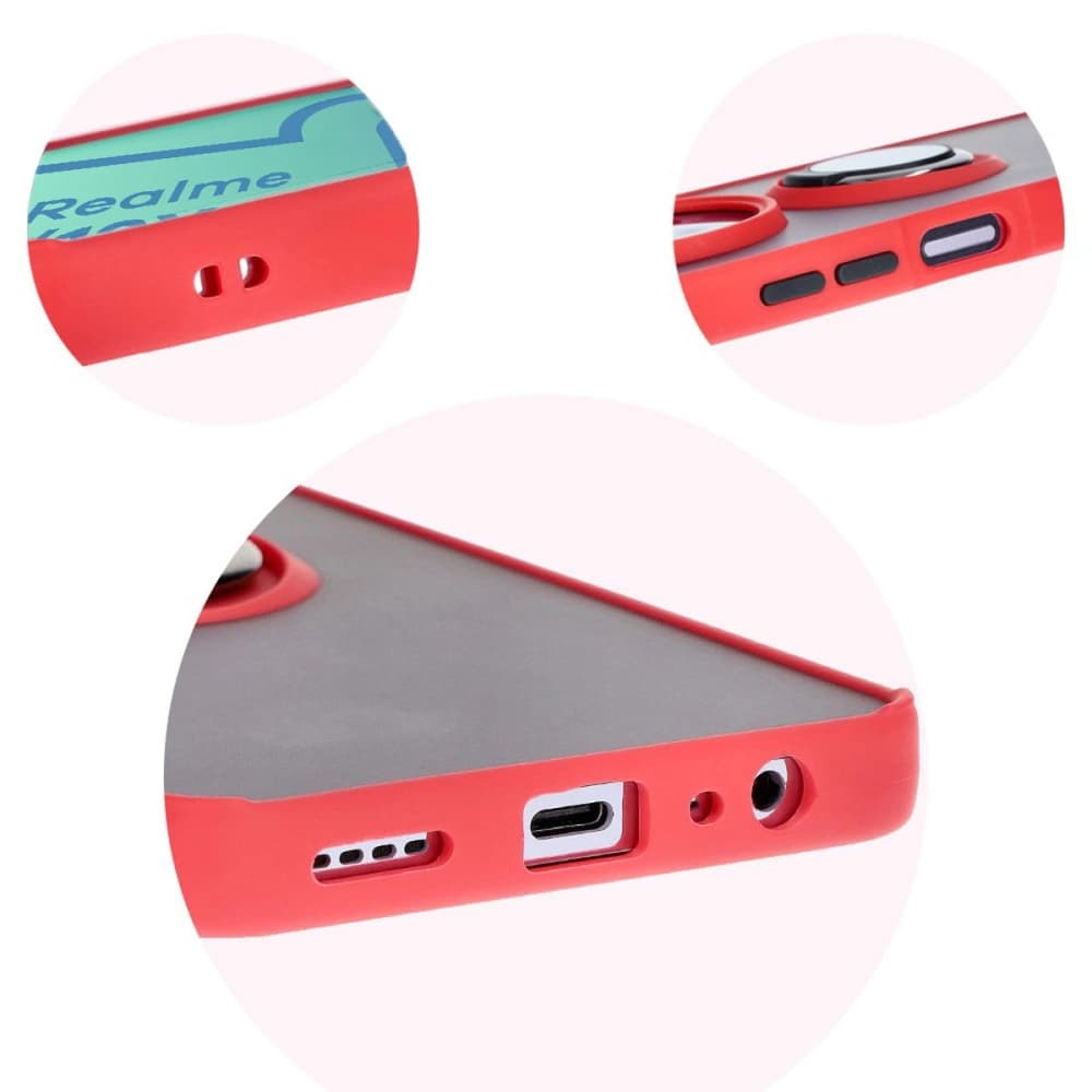 Bizon Case Hybrid Ring Realme 12 / 12x rauchig mit rotem Rahmen - 8