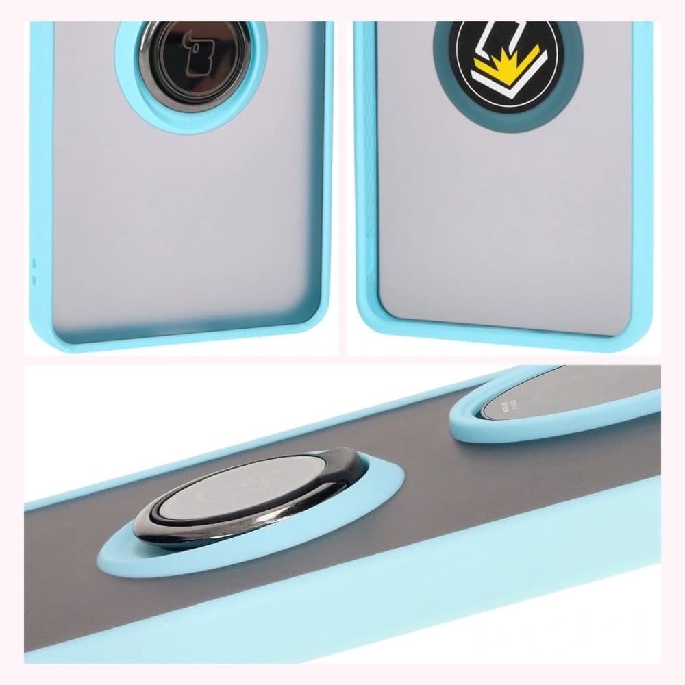 Bizon Case Hybrid Ring Honor 200 Pro rauchig mit einem hellblauen Rahmen - 6