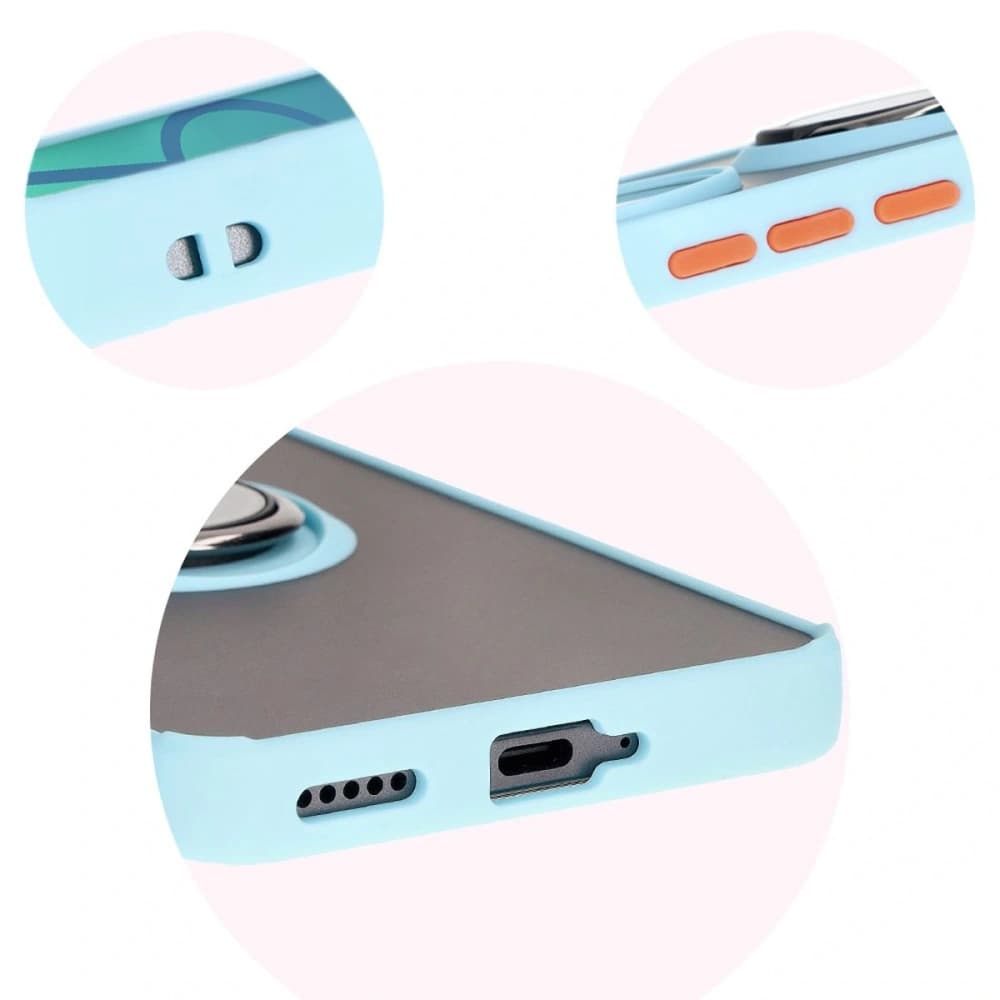 Bizon Case Hybrid Ring Honor 200 Pro rauchig mit einem hellblauen Rahmen - 8