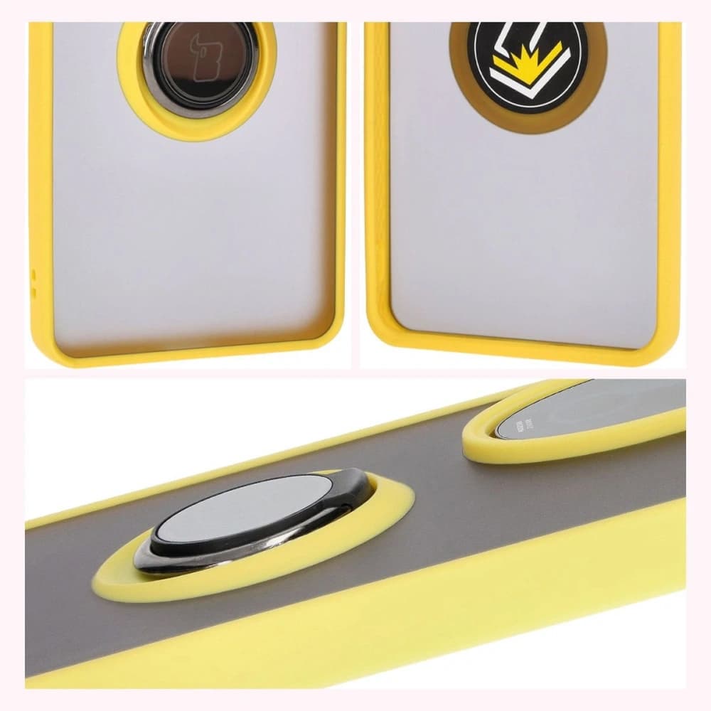 Bizon Case Hybrid Ring Honor 200 Pro smoky with a yellow frame - 6