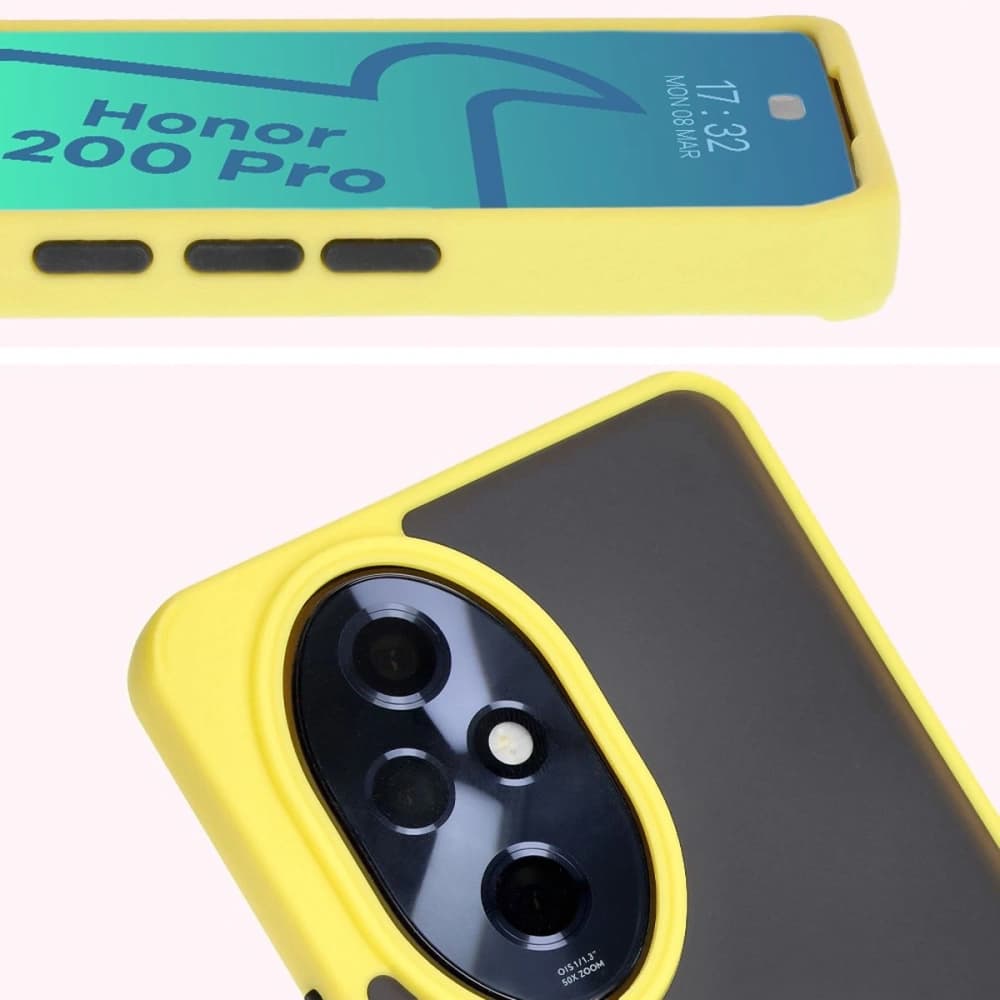Bizon Case Hybrid Ring Honor 200 Pro smoky with a yellow frame - 7