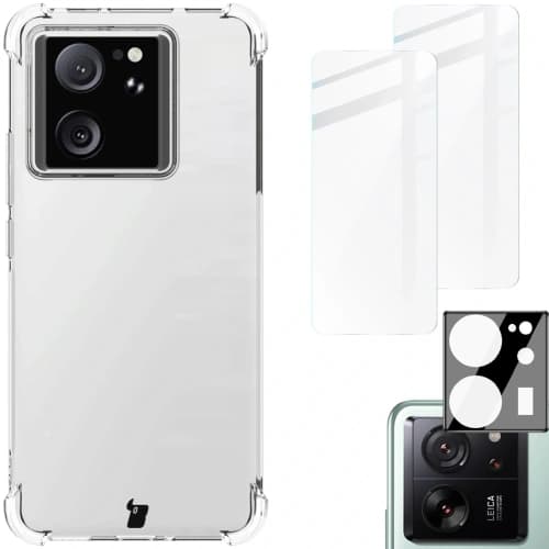 Bizon Case Clear Pack Hülle + 2x gehärtetes Glas + Linsenglas Xiaomi 13T / 13T Pro