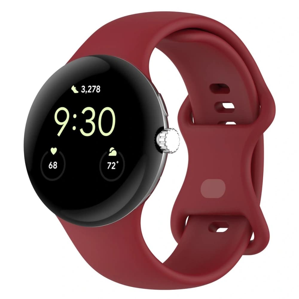 Bizon Strap Watch Silicone Google Pixel Uhr 3/Uhr 2/Uhr 1 41mm karminrot - 1