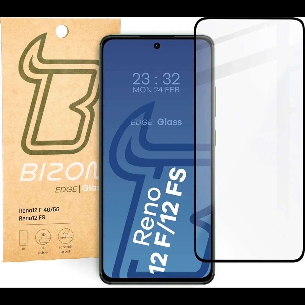 Tempered glass Bizon Glass Edge 2 for Oppo Reno12 F 4G/5G/FS black frame - 1