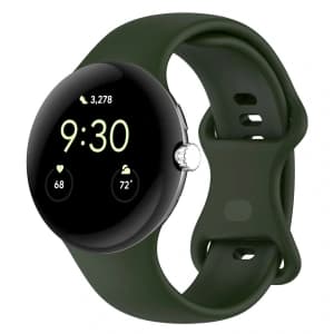 Bizon Strap Uhr Silikon Google Pixel Uhr 3 (45mm) dunkelgrün