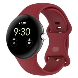 Bizon Strap Uhr Silikon Google Pixel Uhr 3 (45mm) karminrot