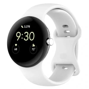 Bizon Strap Uhr Silikon Google Pixel Uhr 3 (45mm) weiß
