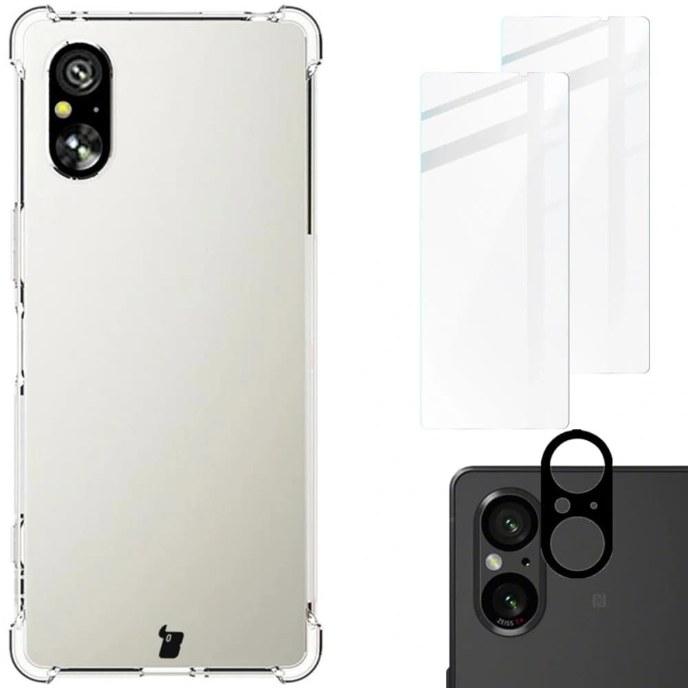 Bizon Case Clear Pack case + 2x tempered glass + lens glass Sony Xperia 5 V - 1