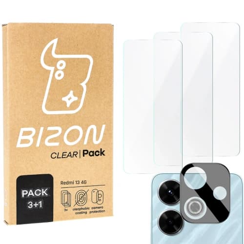 BIZON Clear 3x Bildschirmglas + Kameraglas Xiaomi Redmi 13 4G