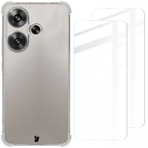 Bizon Case Clear Pack Hülle + 2x Schutzglas Xiaomi Poco F6 klar