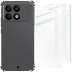 Bizon Case Clear Pack Hülle + 2x Glasfolie Xiaomi Poco F6 Pro klar