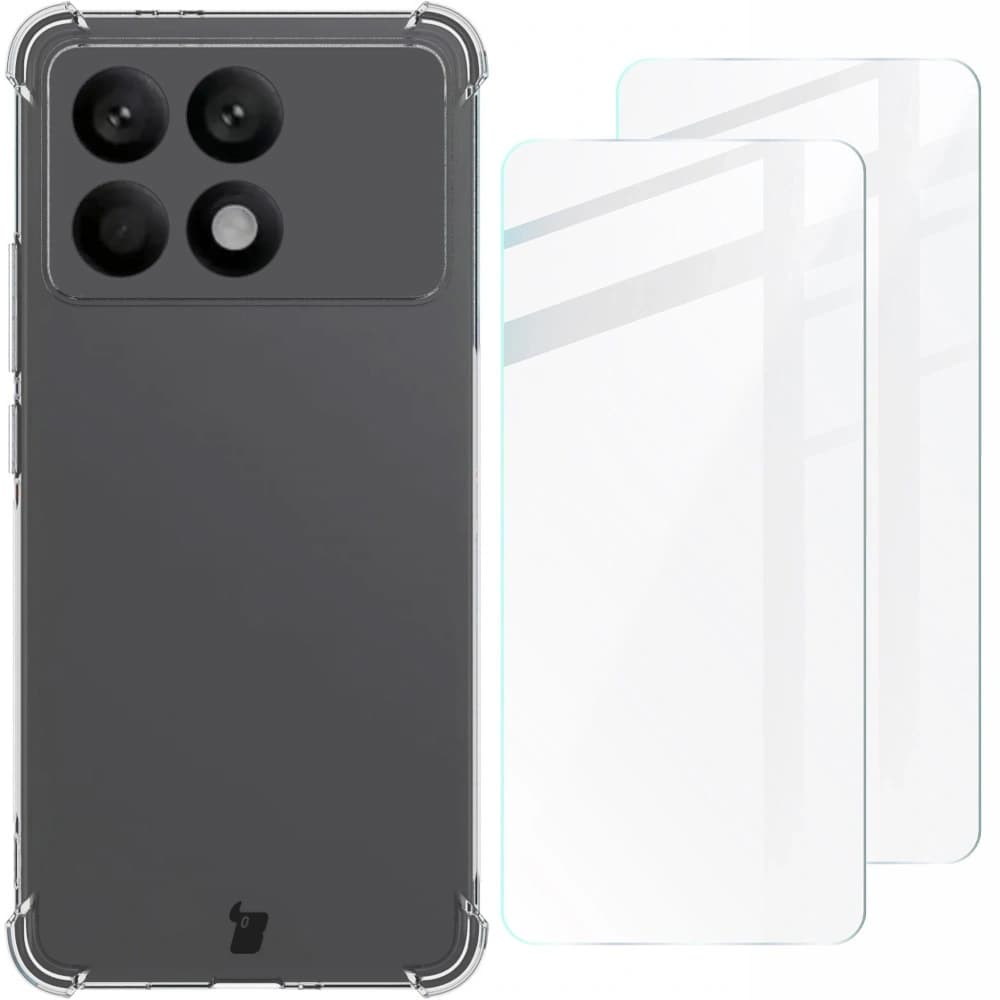 Bizon Case Clear Pack Hülle + 2x Glasfolie Xiaomi Poco F6 Pro klar - 1