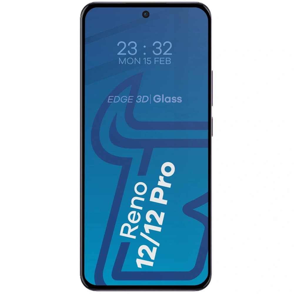 Bizon Edge 3D Pack 2x gehärtetes Glas mit Rahmen + Kameraglas für Oppo Reno 12 - 3