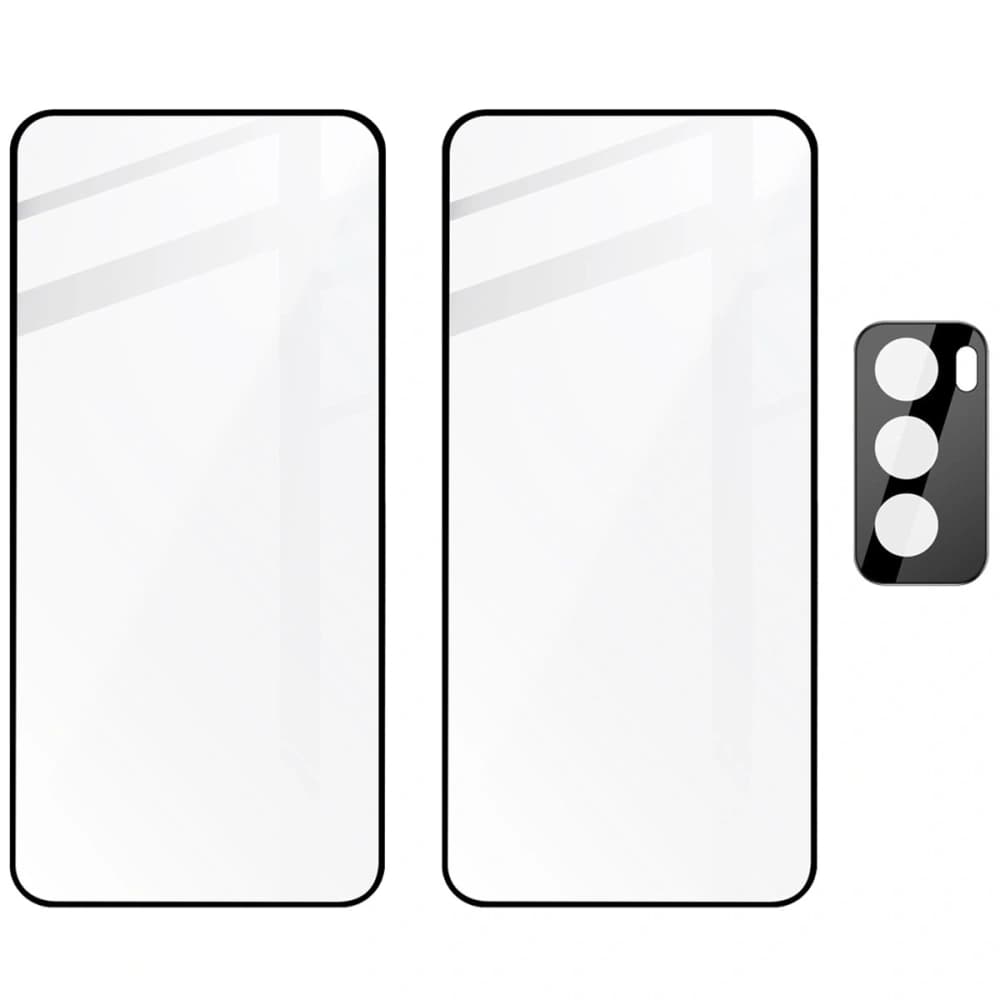 Bizon Edge 3D Pack 2x gehärtetes Glas mit Rahmen + Kameraglas für Oppo Reno 12 - 4