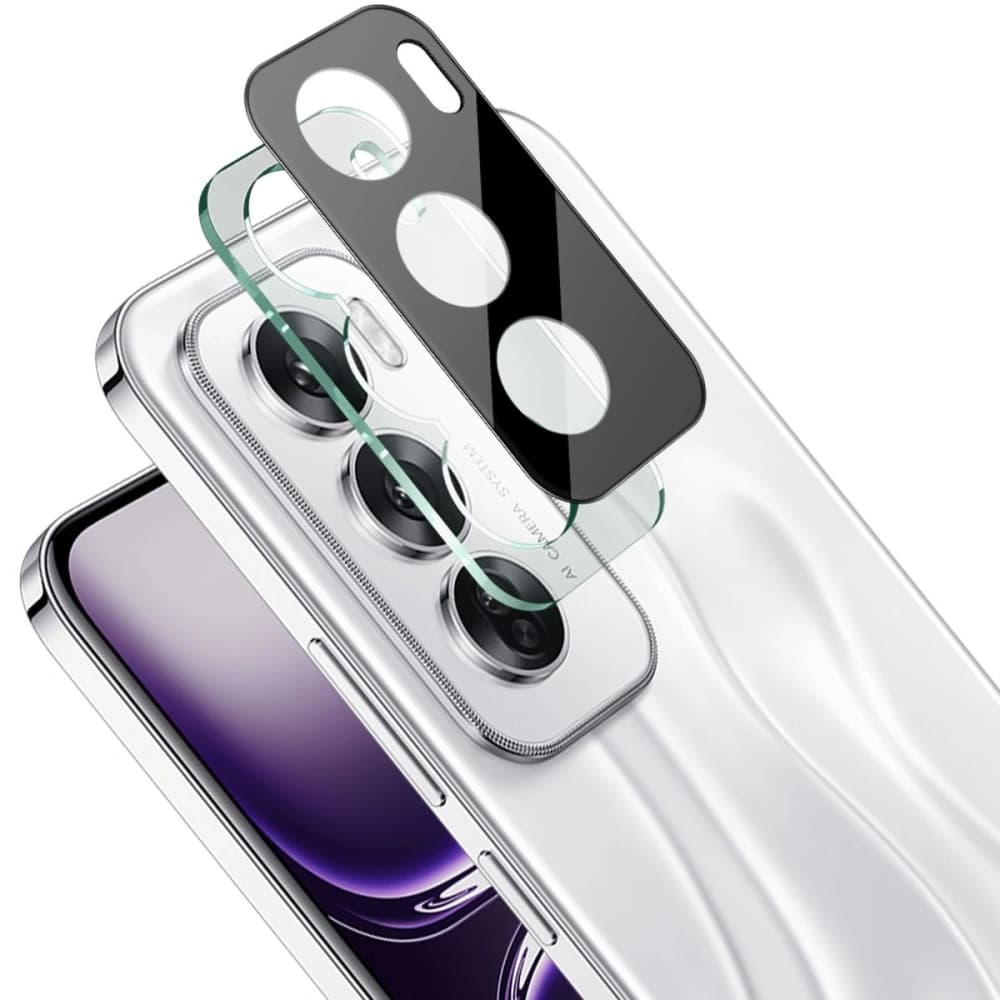 Bizon Edge 3D Pack 2x gehärtetes Glas mit Rahmen + Kameraglas für Oppo Reno 12 - 5